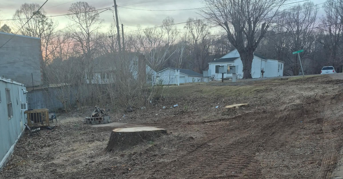 Cleared residential building lot prepared for new construction in Roanoke, VA.